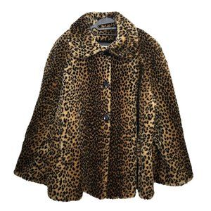 Vintage Leopard Pattern Faux Fur Cape